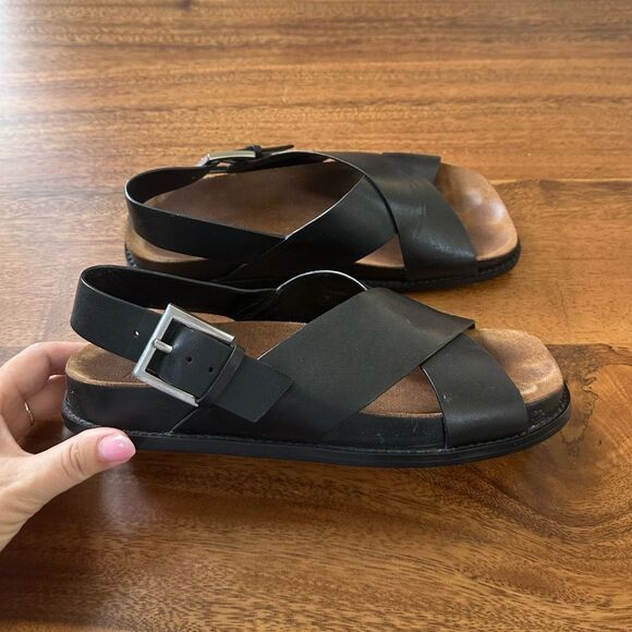 Massimo Dutti Black Leather Sandals. Size 37 - Picture 2 of 8